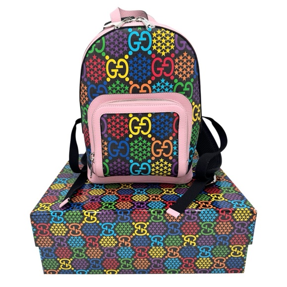 Gucci New GG Psychedelic Multicolor/ Pink Small Backpack - Picture 1 of 16